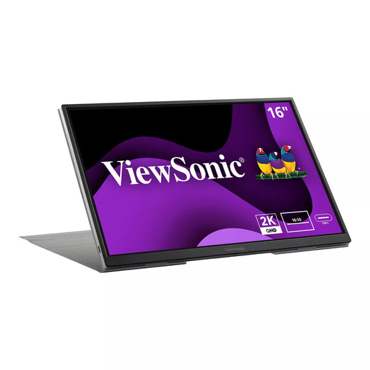 ViewSonic - VG1656-2K 16 Inch WQXGA 1600P IPS Portable Monitor with 2 Way Powered 65W USB C, and Built-In Stand with Smart Cover - Serious Techies