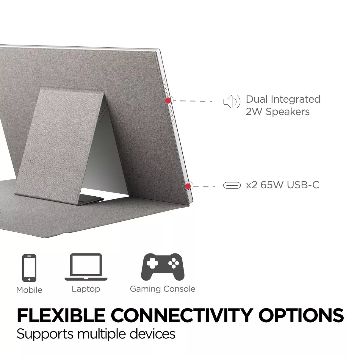 ViewSonic - VG1656-2K 16 Inch WQXGA 1600P IPS Portable Monitor with 2 Way Powered 65W USB C, and Built-In Stand with Smart Cover - Serious Techies