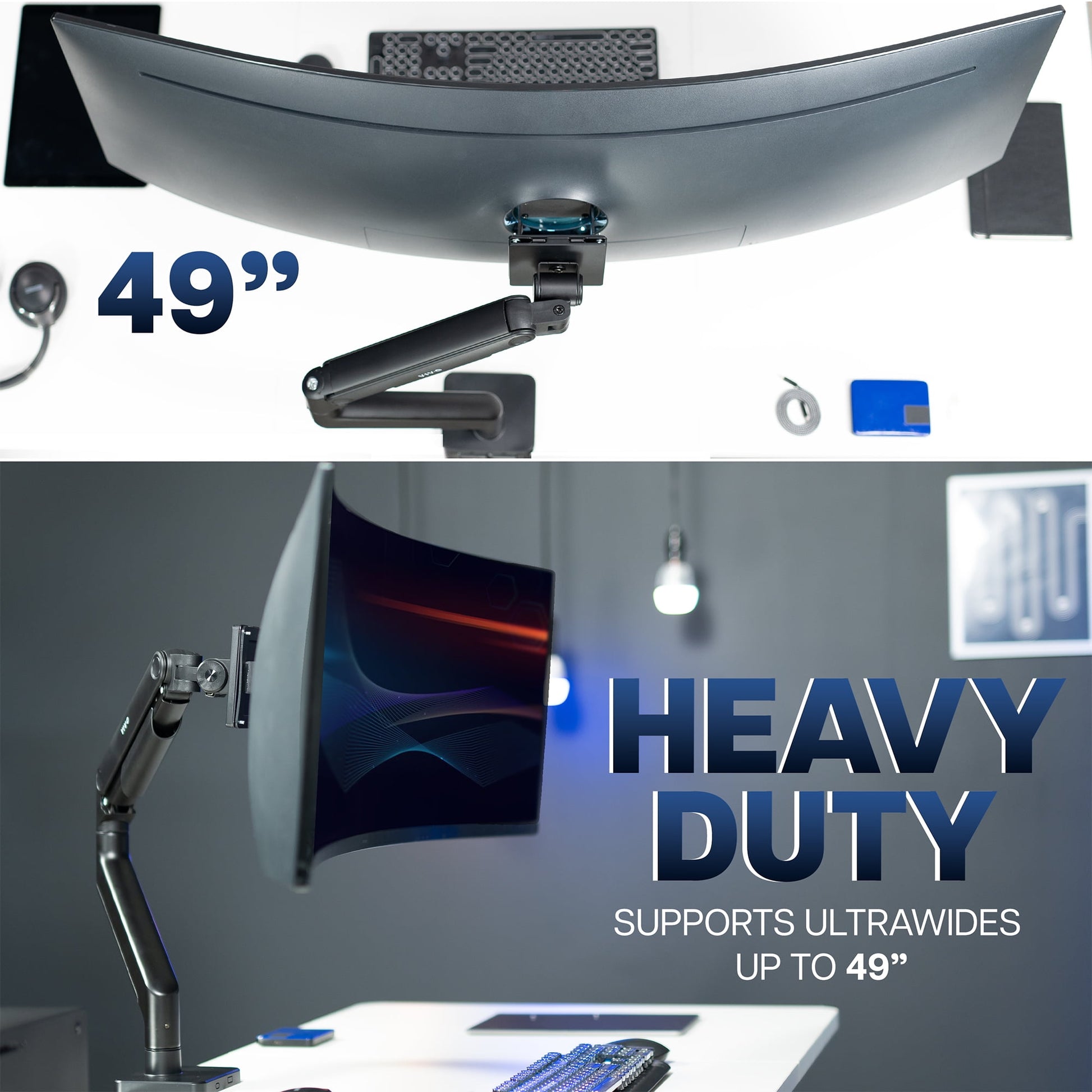 VIVO - Black Mechanical Arm Computer Monitor Desk Mount, Fits Ultrawides up to 49" - Serious Techies