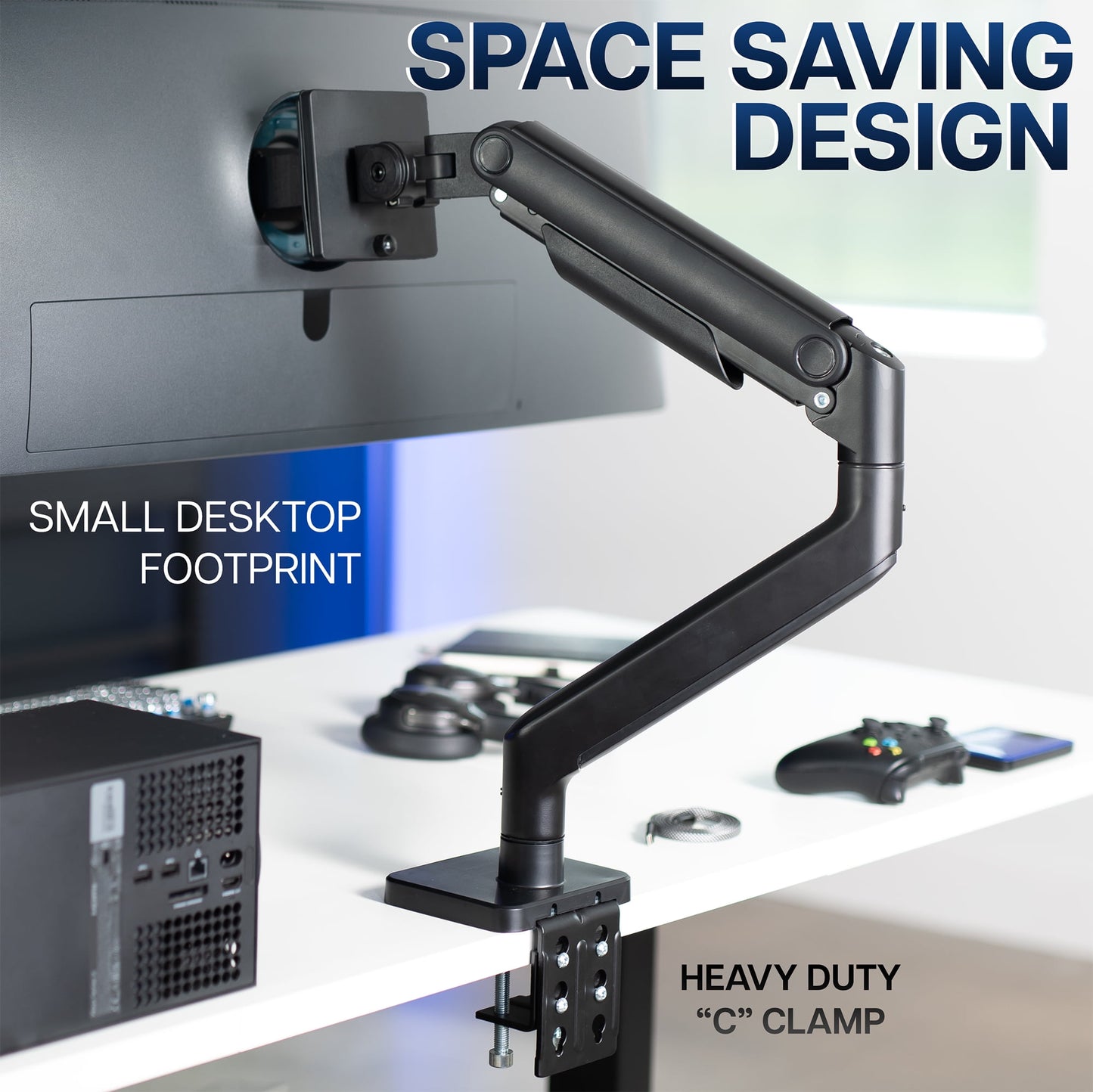 VIVO - Black Mechanical Arm Computer Monitor Desk Mount, Fits Ultrawides up to 49" - Serious Techies