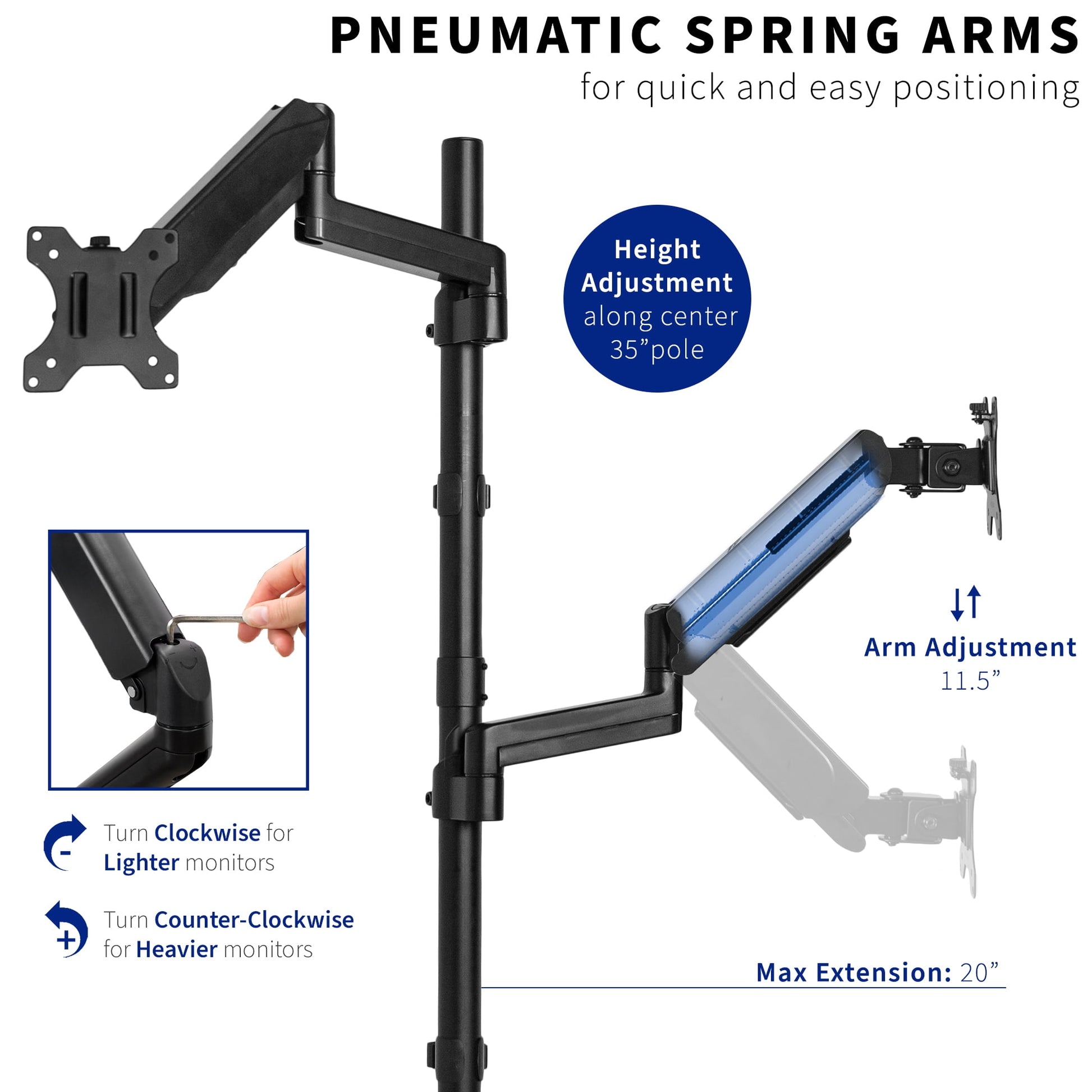 VIVO - Extra Tall Dual 17" to 32" Monitor Pneumatic Spring Sit-Stand Desk Mount - Serious Techies