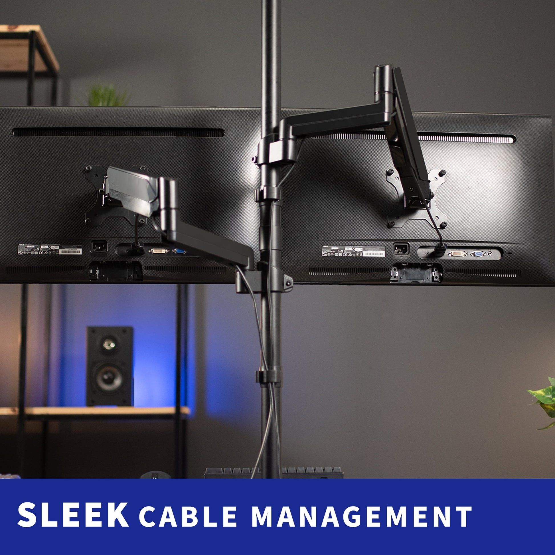 VIVO - Extra Tall Dual 17" to 32" Monitor Pneumatic Spring Sit-Stand Desk Mount - Serious Techies