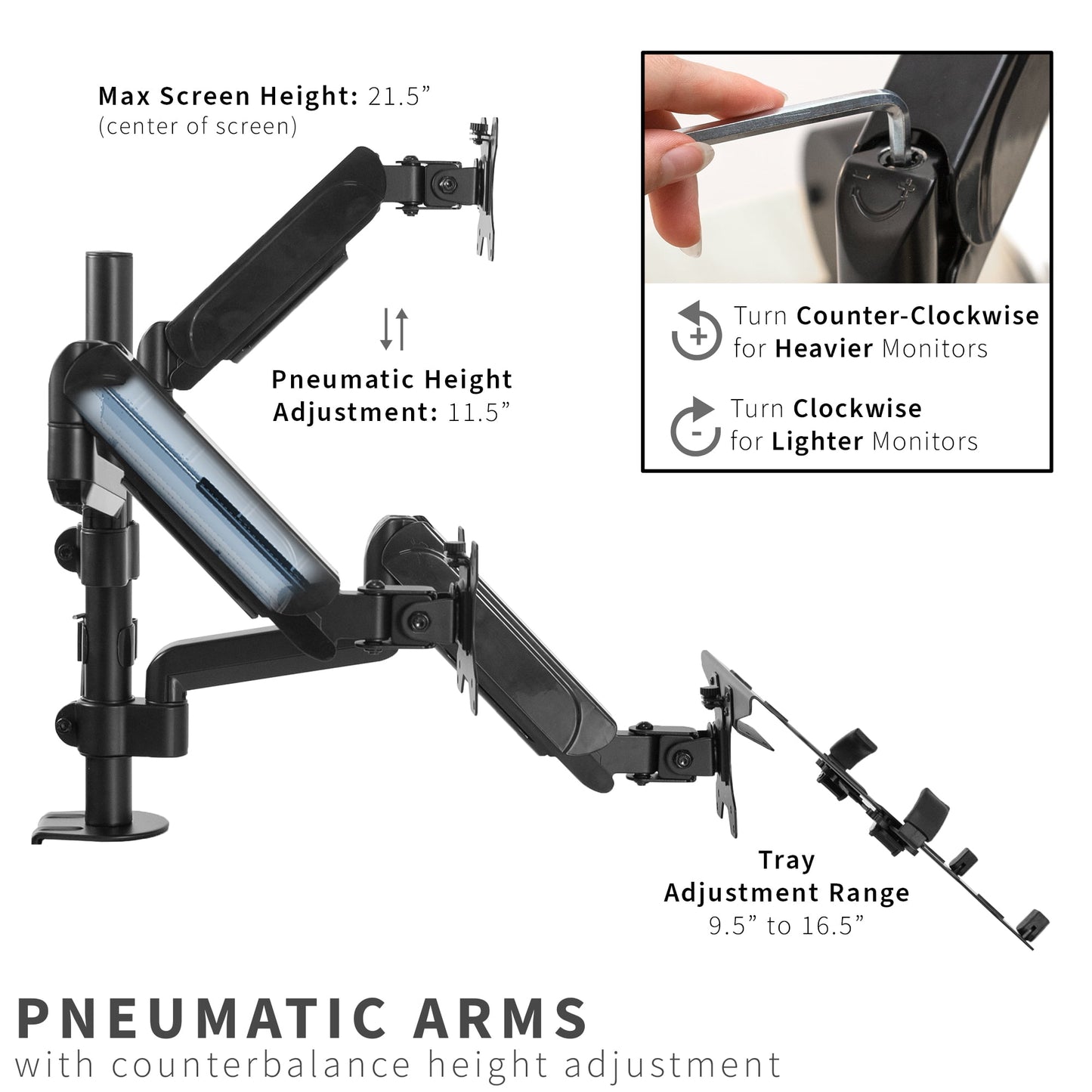 VIVO - Black Dual 17" to 32" Monitor and Laptop Pneumatic Arm Desk Mount - Serious Techies