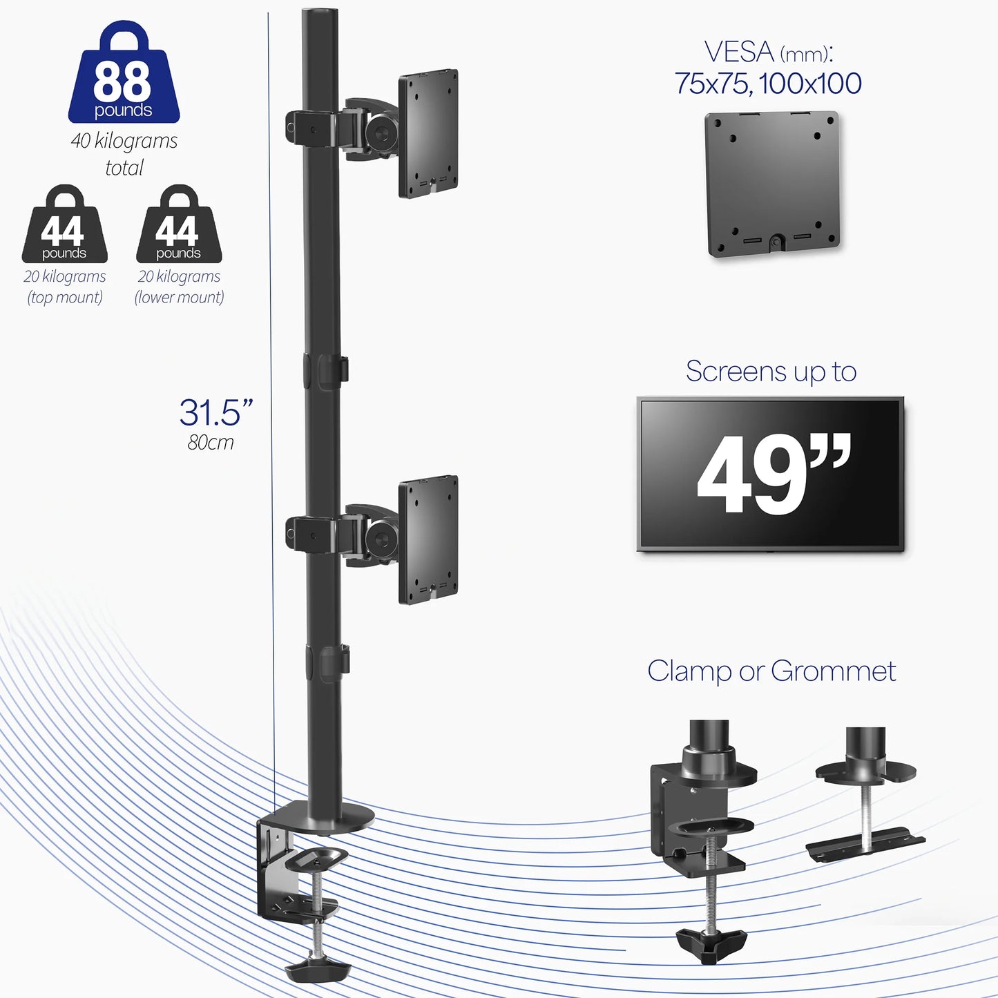 VIVO - Dual Ultrawide Monitor Desk Mount, Stand for 2 Computer Screens up to 49" Serious Techies