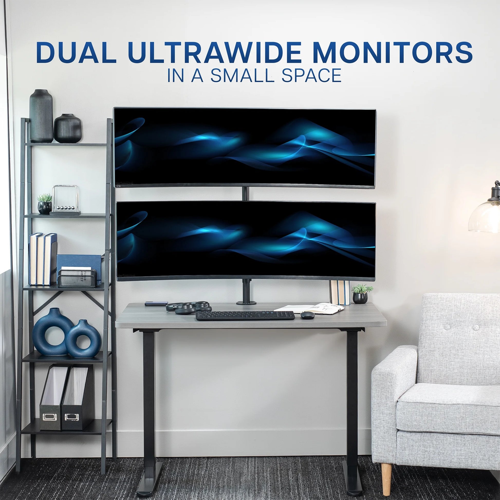 VIVO - Dual Ultrawide Monitor Desk Mount, Stand for 2 Computer Screens up to 49" Serious Techies
