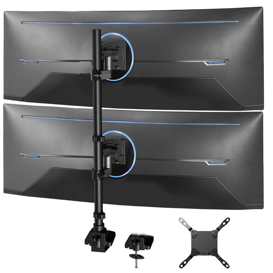 VIVO - Dual Vertically Stacked Ultra-Wide Monitor Desk Mount for up to 57" Screens - Serious Techies