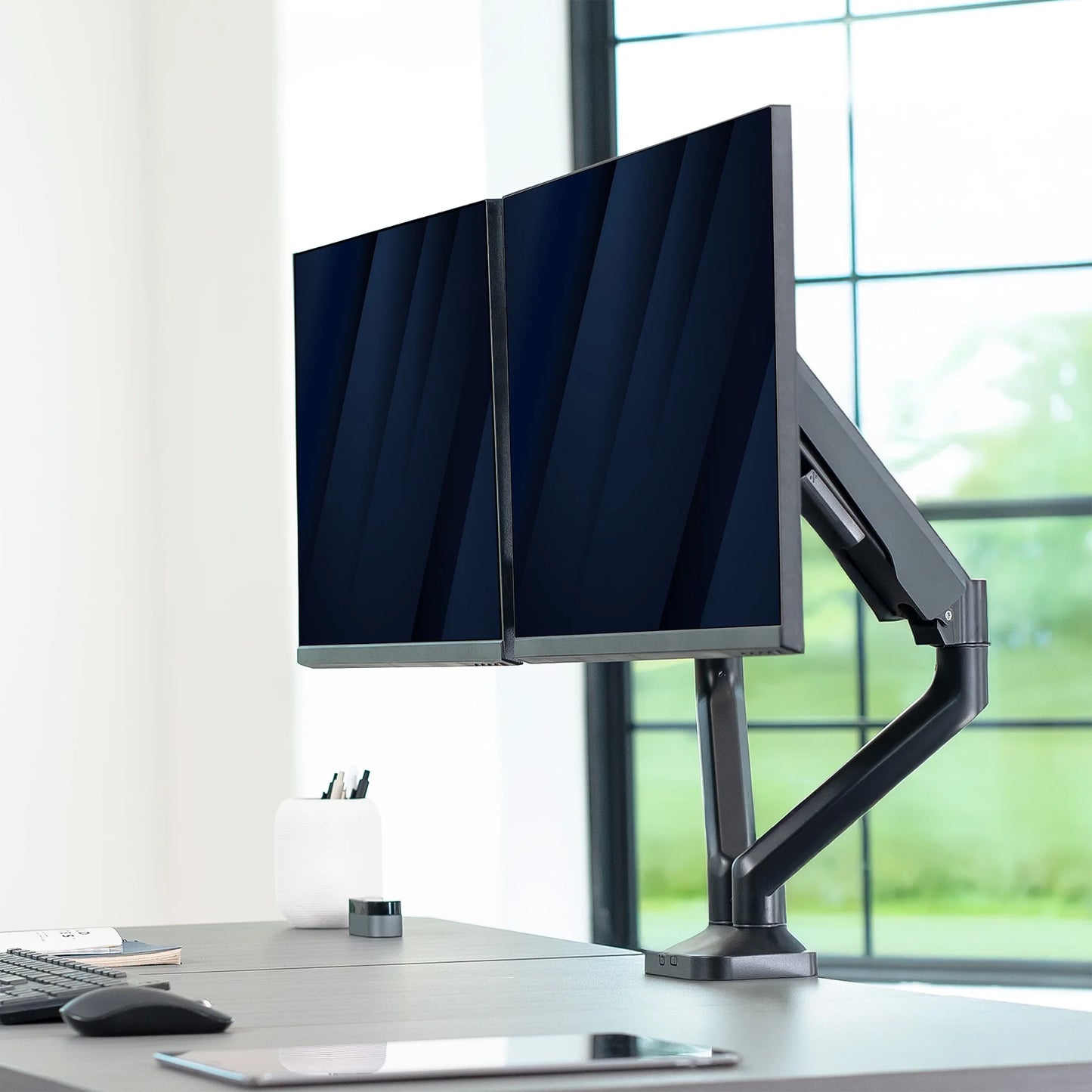 VIVO - Pneumatic Arm Dual Ultrawide Monitor Desk Mount, Fits up to 35" Screens - Serious Techies