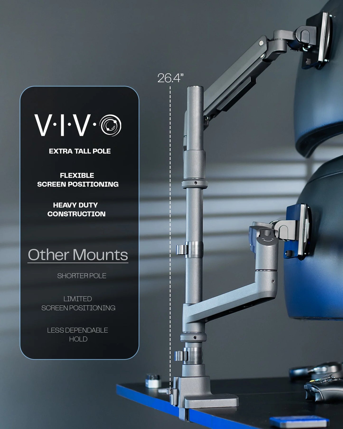 VIVO - Pneumatic Arm Dual Ultrawide Monitor Desk Mount for Computer Screens to 49" - Serious Techies
