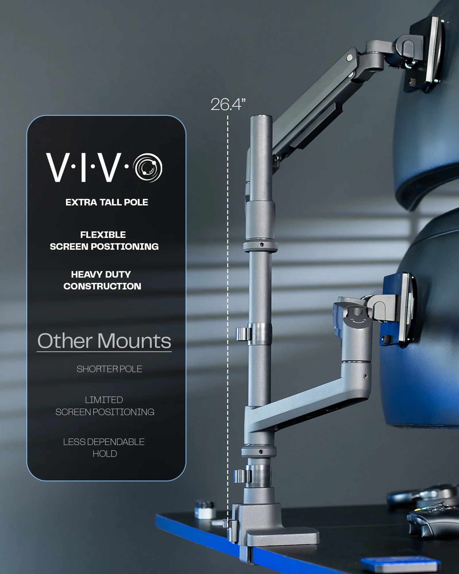 VIVO - Pneumatic Arm Dual Ultrawide Monitor Desk Mount for Computer Screens to 49" - Serious Techies
