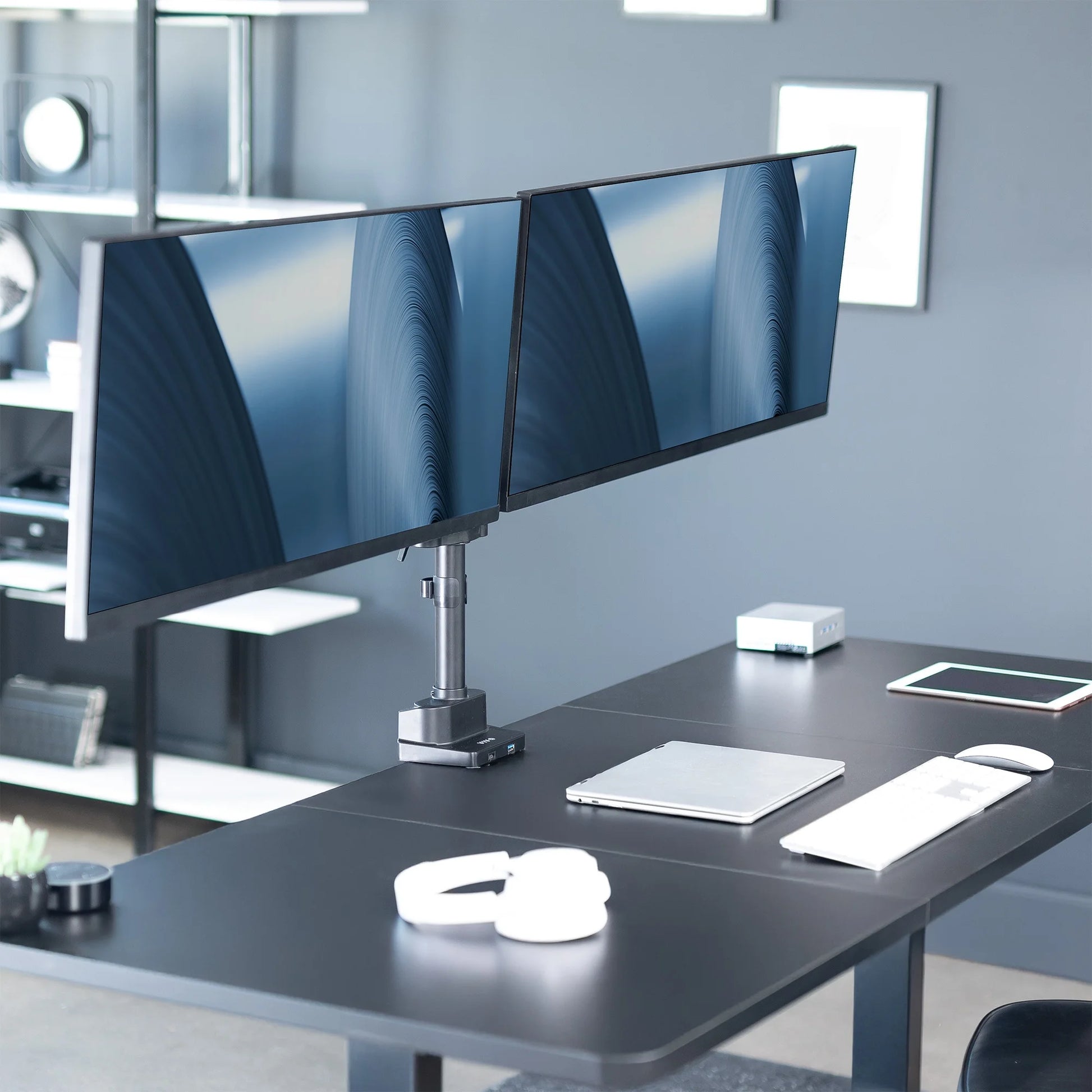 VIVO - Premium Aluminum Full Motion Dual Monitor Arm Desk Mount Stand W/ USB Ports - Serious Techies
