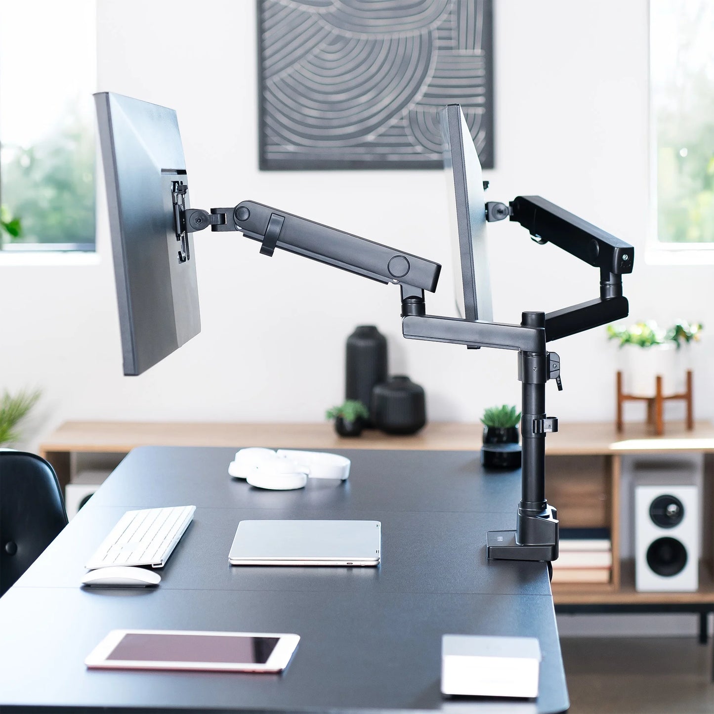 VIVO - Premium Aluminum Full Motion Dual Monitor Arm Desk Mount Stand W/ USB Ports - Serious Techies