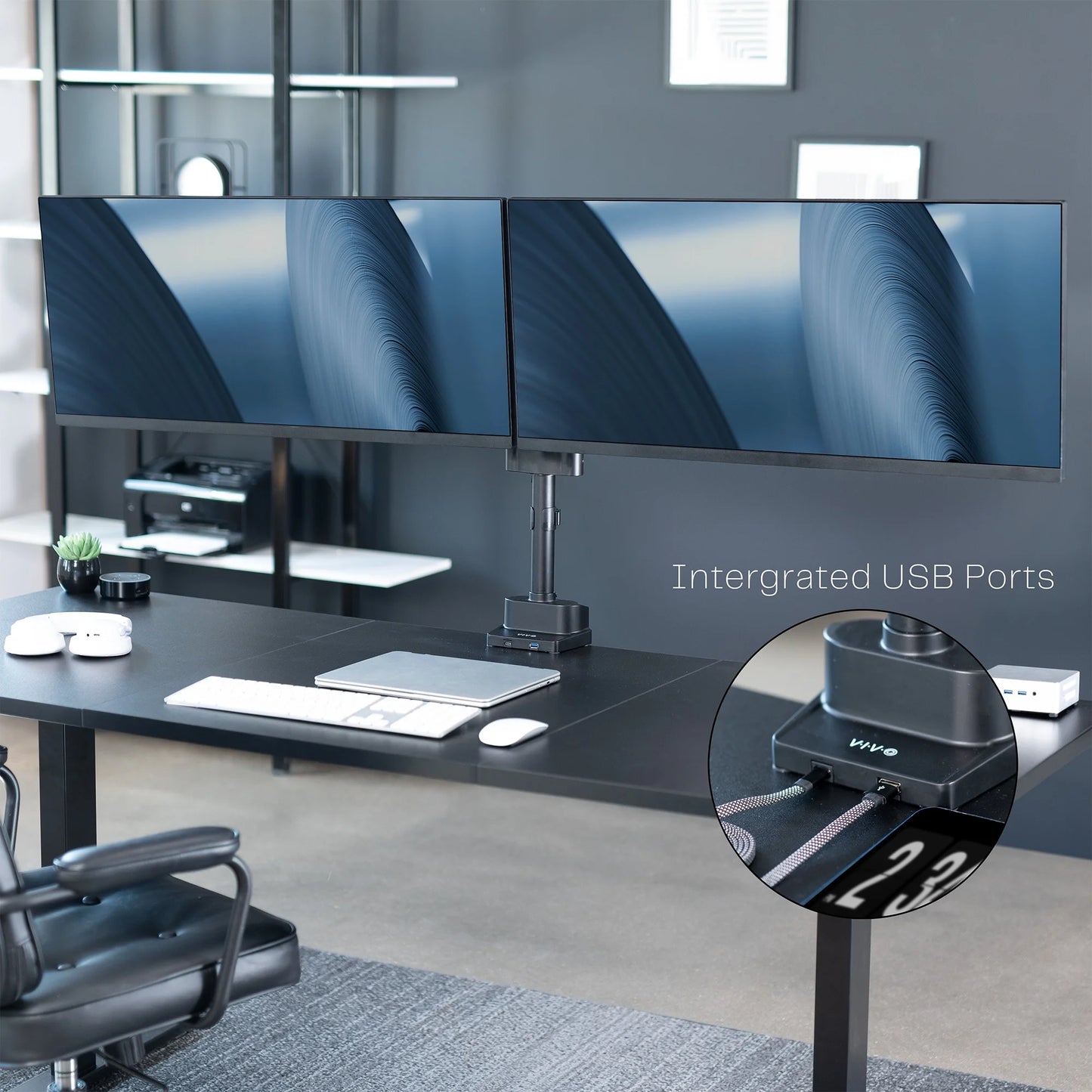 VIVO - Premium Aluminum Full Motion Dual Monitor Arm Desk Mount Stand W/ USB Ports - Serious Techies