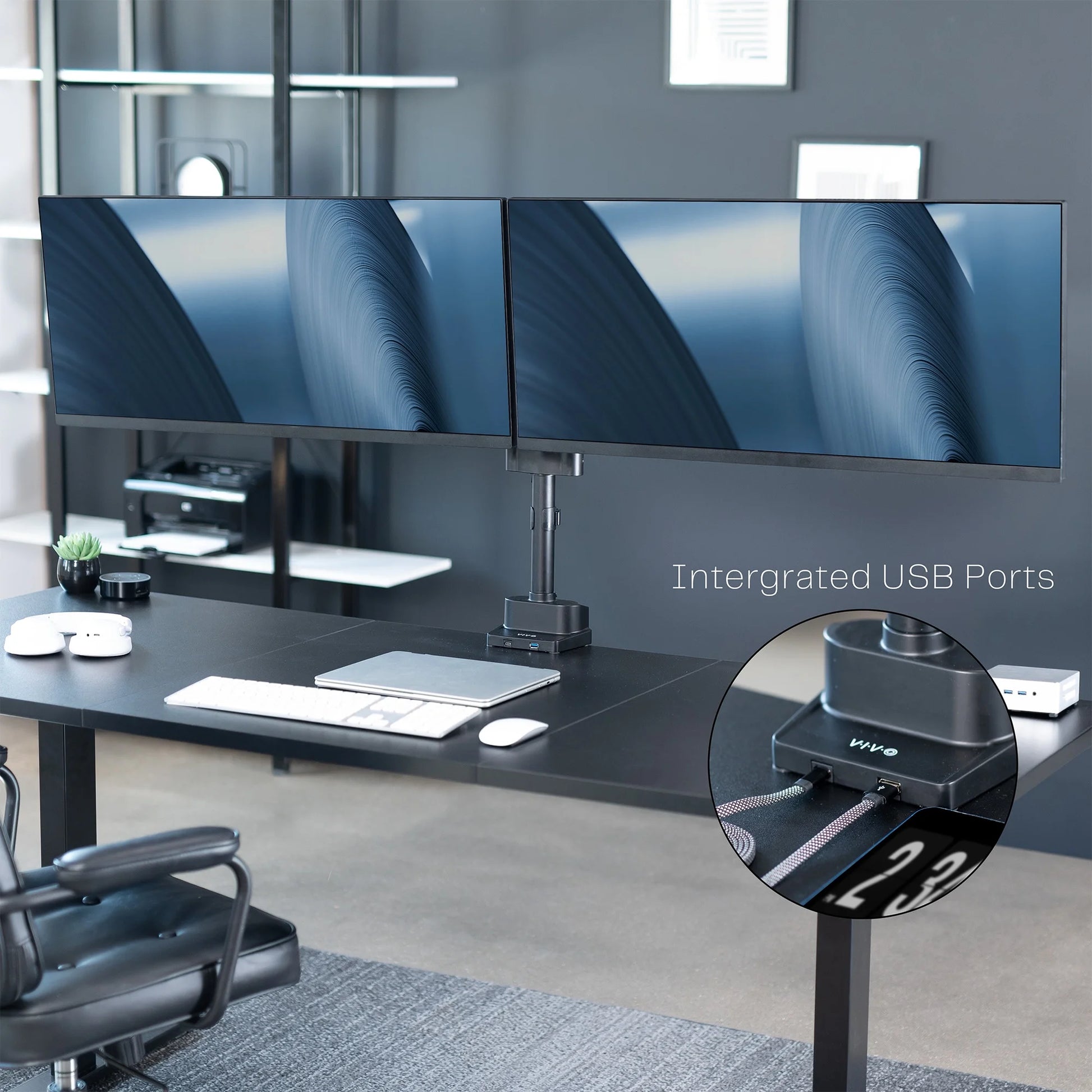 VIVO - Premium Aluminum Full Motion Dual Monitor Arm Desk Mount Stand W/ USB Ports - Serious Techies