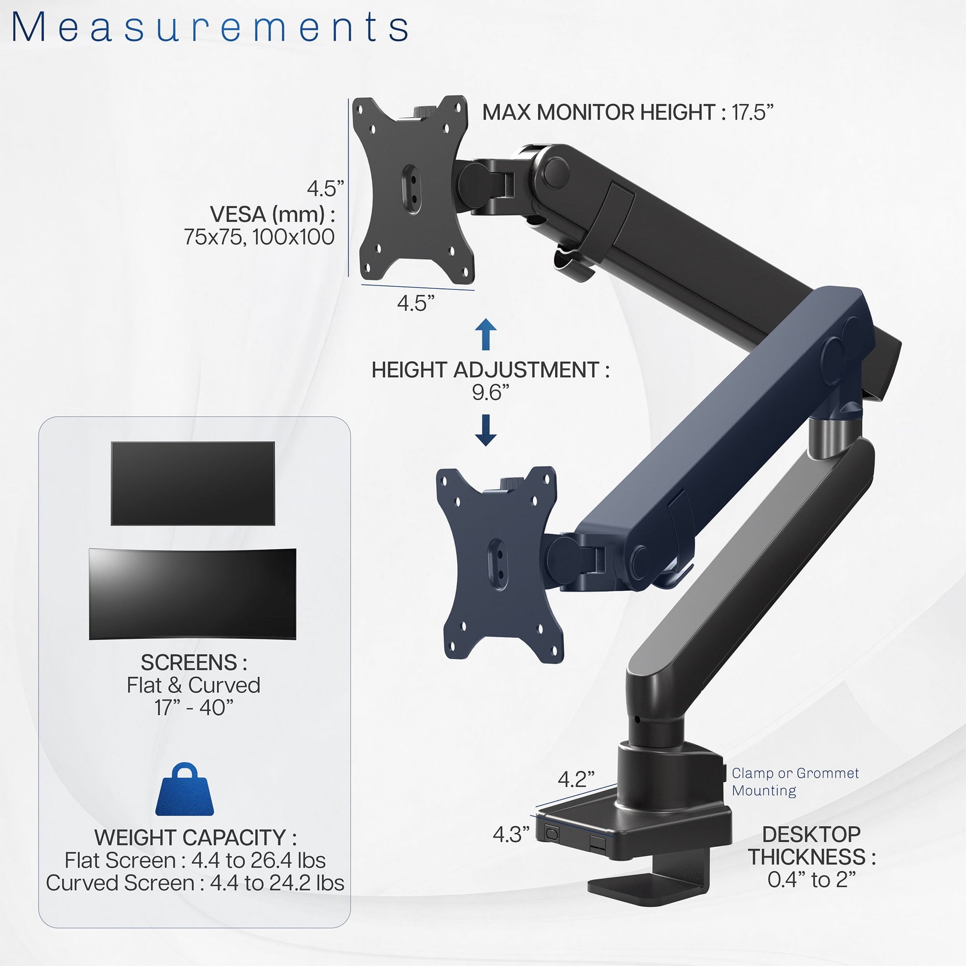 VIVO - Premium Single Monitor Desk Mount Stand for Screens up to 40" - Serious Techies