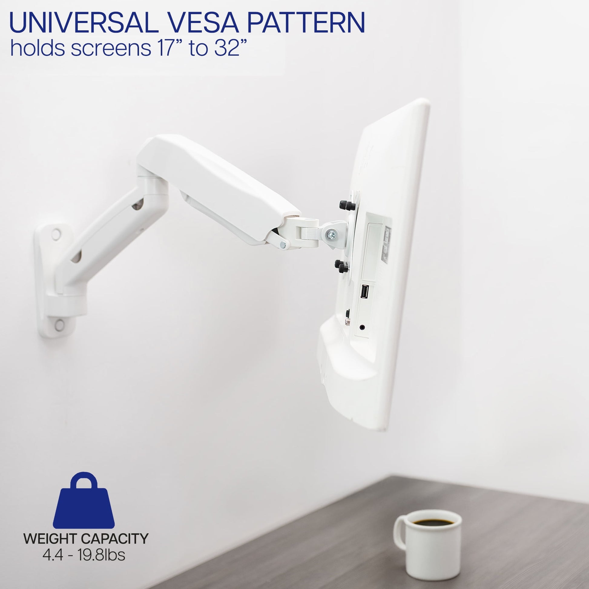 VIVO - White Pneumatic Articulating Extended Arm, 17" to 32" Monitor Wall Mount - Serious Techies