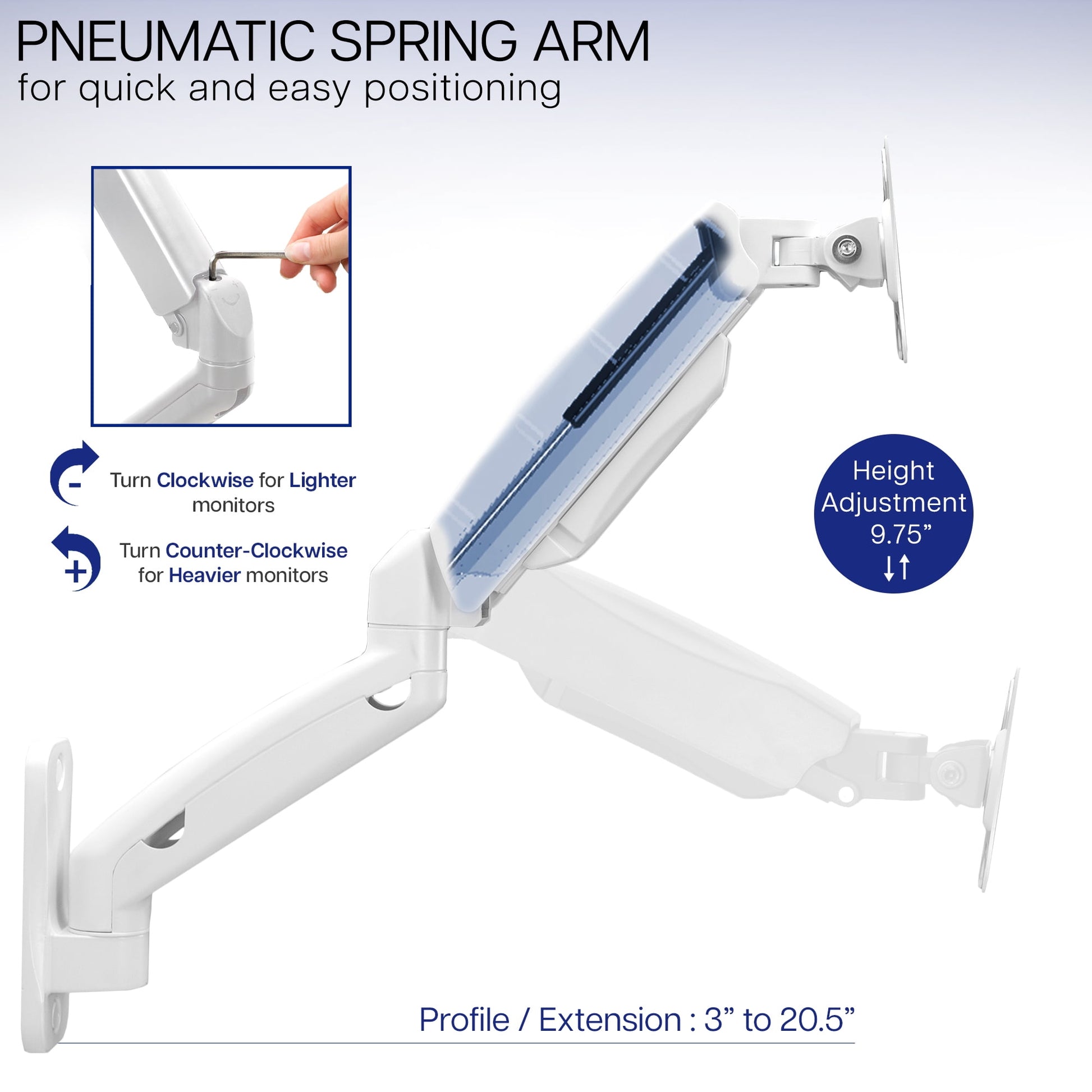 VIVO - White Pneumatic Articulating Extended Arm, 17" to 32" Monitor Wall Mount - Serious Techies