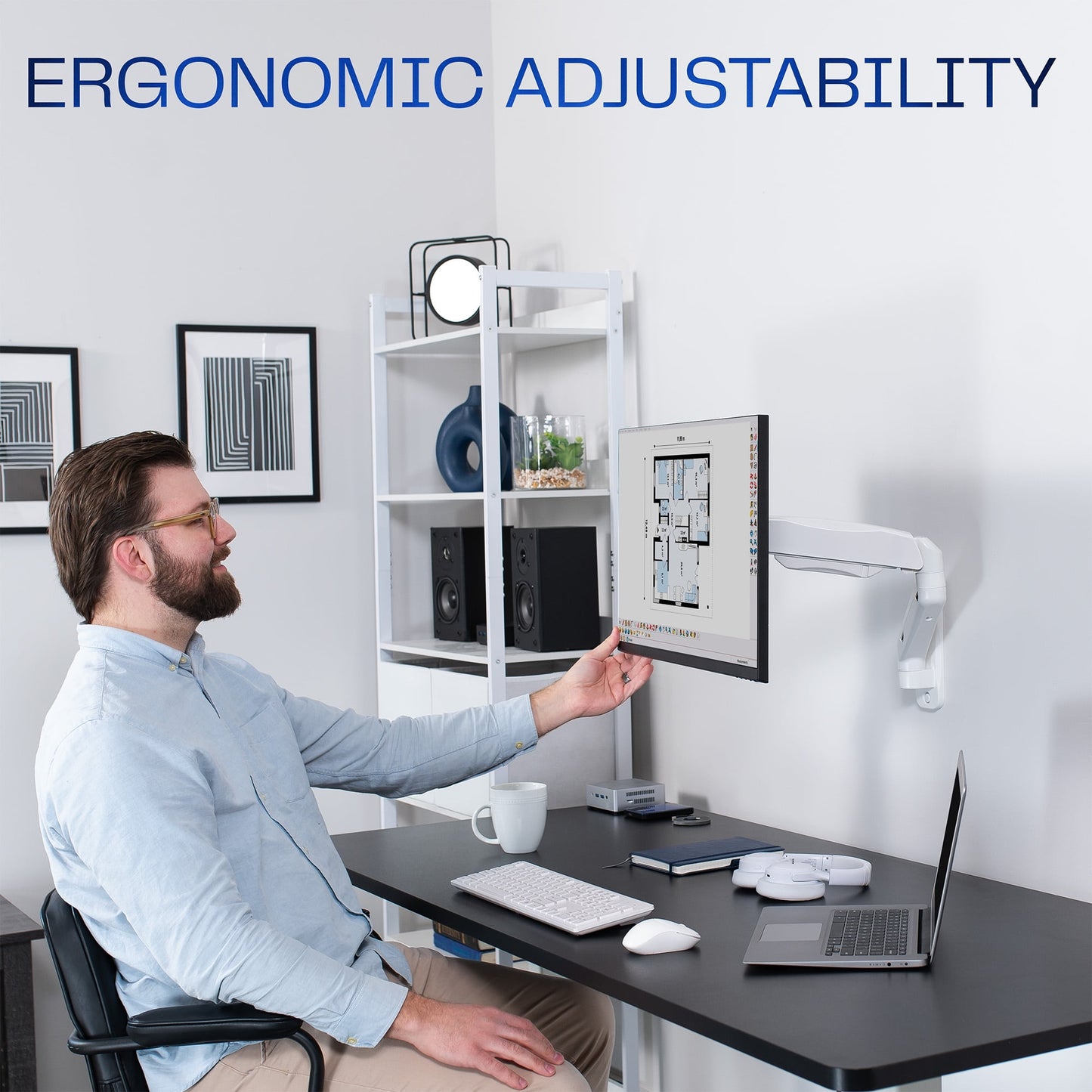VIVO - White Pneumatic Articulating Extended Arm, 17" to 32" Monitor Wall Mount - Serious Techies