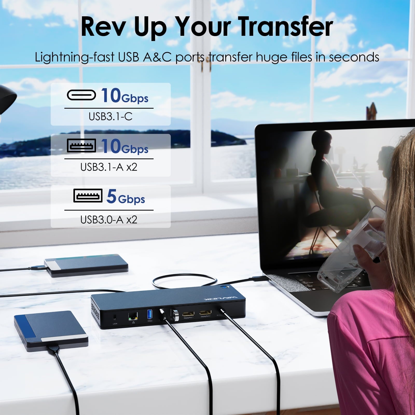 WAVLINK - Dock Station, 11-IN-1 USB Dock with 8K Display port, 130W Charge, 10Gbps USB, Gigabit RJ45 - Serious Techies