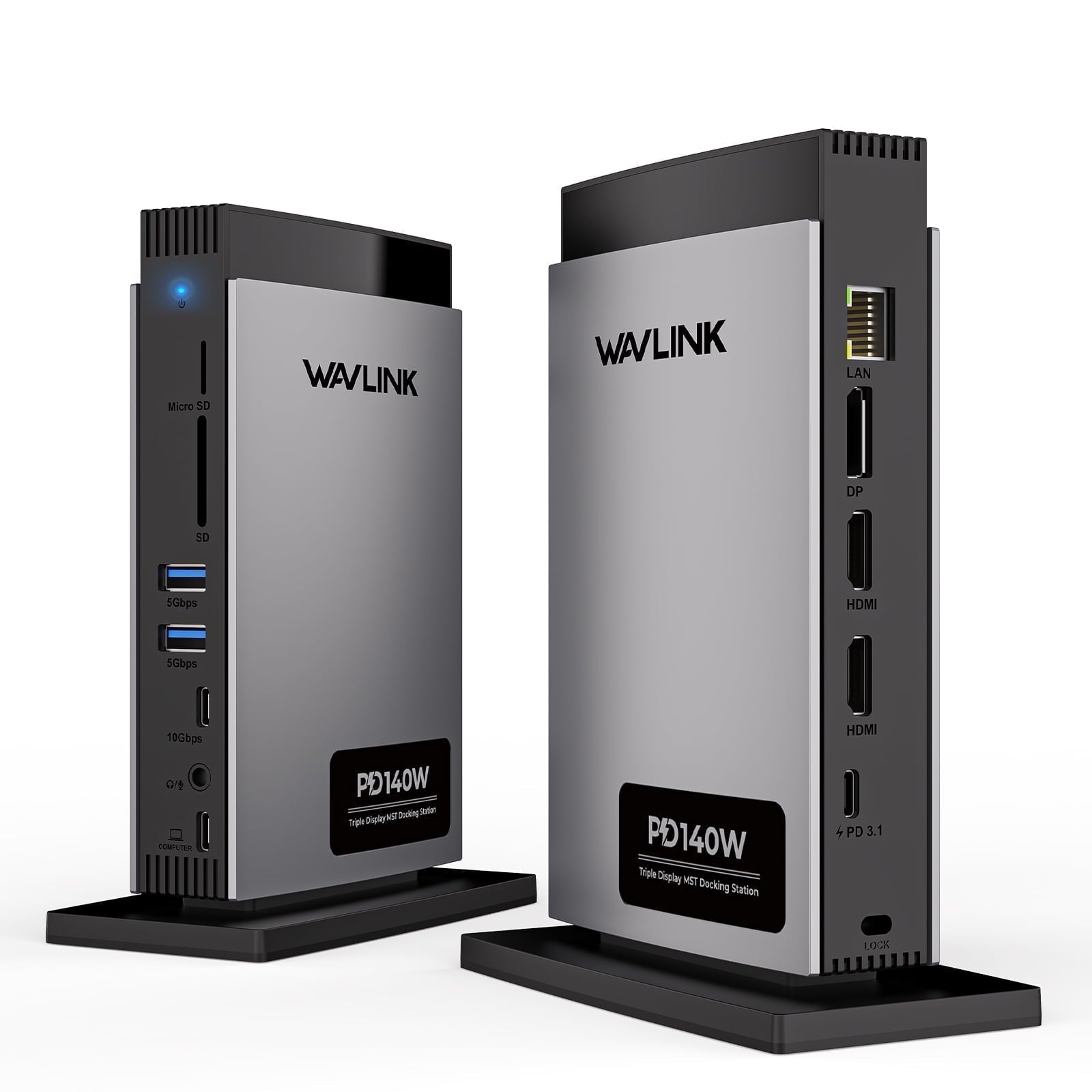 WAVLINK - Dock Station 140W Charge USB Dock with 8K Hdmi/Displayport, RJ45, 10Gbps USB, SD/TF for M1/M2/M3&Win - Serious Techies