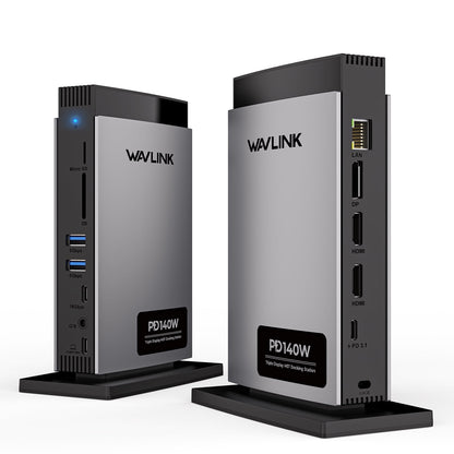 WAVLINK - Dock Station 140W Charge USB Dock with 8K Hdmi/Displayport, RJ45, 10Gbps USB, SD/TF for M1/M2/M3&Win - Serious Techies