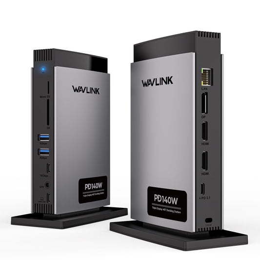 WAVLINK - Dock Station 140W Charge USB Dock with 8K Hdmi/Displayport, RJ45, 10Gbps USB, SD/TF for M1/M2/M3&Win - Serious Techies