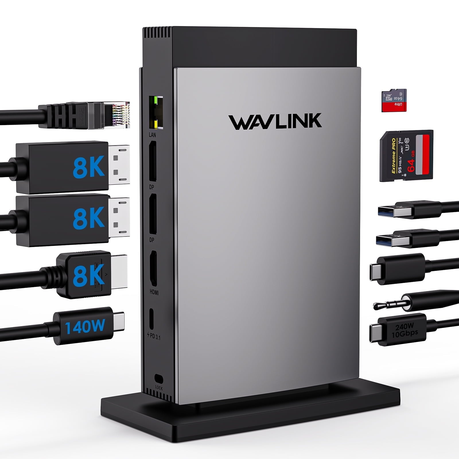 WAVLINK - USB Docking Station, Triple Display Dock 125W Charge with 8K Displayport/Hdmi 10Gbps USB-C for Laptop - Serious Techies