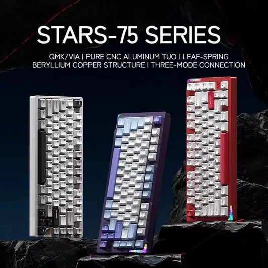 Weikav - Stars-75 Series Mechanical Keyboard Aluminum Alloy Three Mode Leaf Spring Structure Esports Keyboard Beryllium Copper - Serious Techies