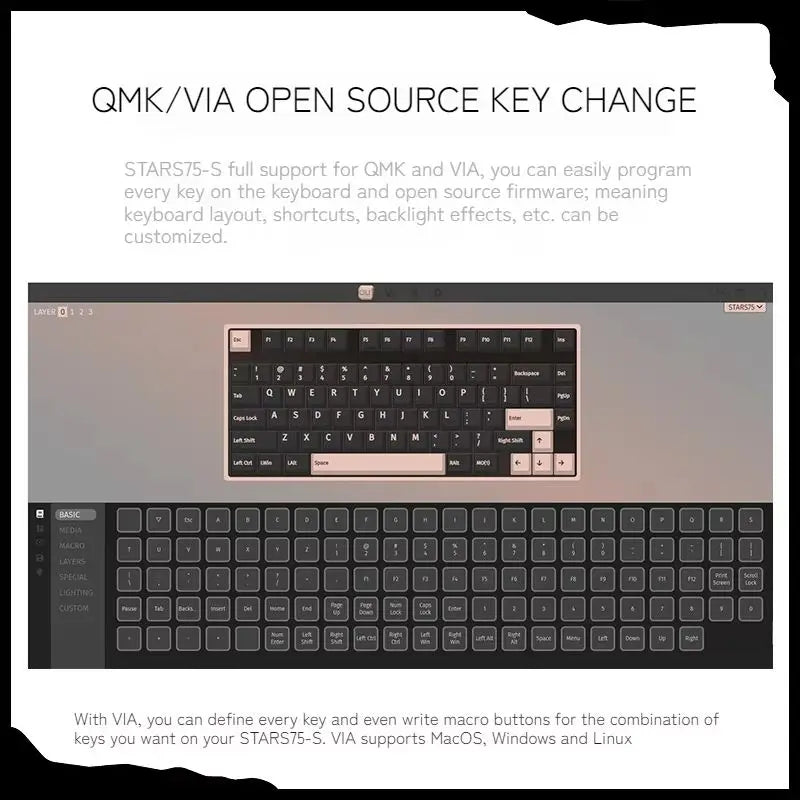 Weikav - Stars-75 Series Mechanical Keyboard Aluminum Alloy Three Mode Leaf Spring Structure Esports Keyboard Beryllium Copper - Serious Techies