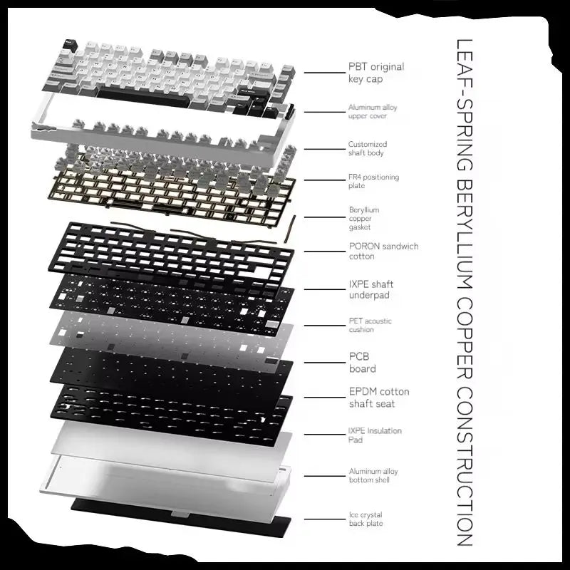 Weikav - Stars-75 Series Mechanical Keyboard Aluminum Alloy Three Mode Leaf Spring Structure Esports Keyboard Beryllium Copper - Serious Techies