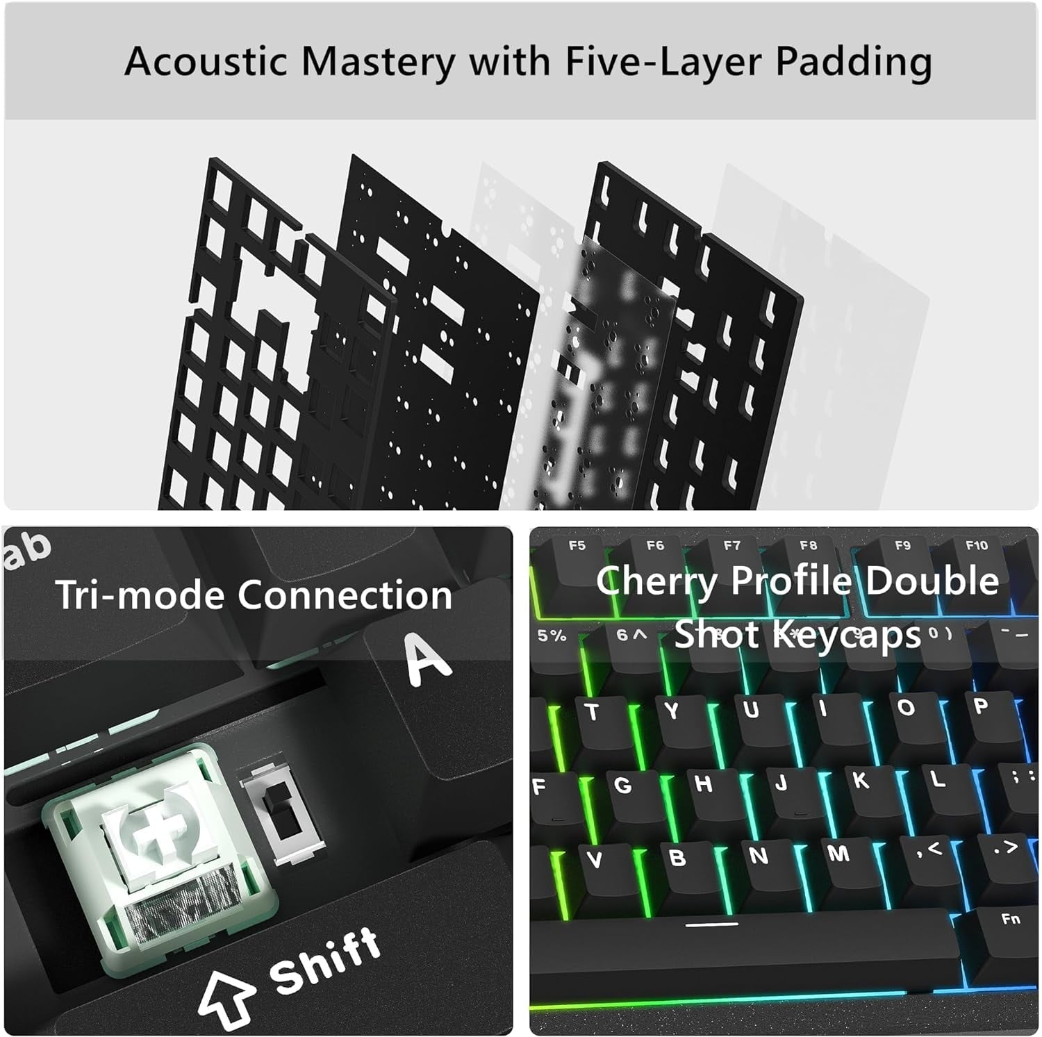 Womier - SK75 75% RGB Creamy Wireless Gaming Keyboard, Black - Serious Techies