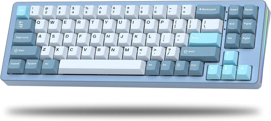 Womier - S-K71 75% Keyboard, Wireless Mechanical Keyboard CNC Aluminum Alloy Shell, Hot-Swappable RGB Keyboard W/Pre-Lubed Switches, Bluetooth/2.4G/Wired, Gasket Mounted for Mac/Win(Blue) - Serious Techies