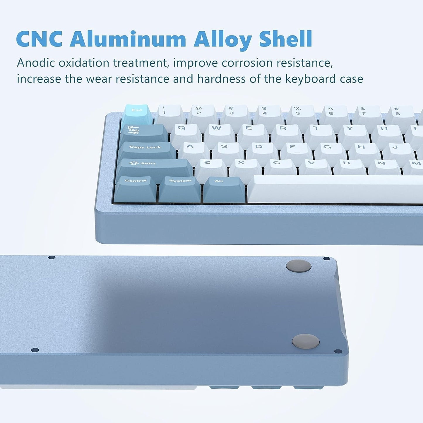 Womier - S-K71 75% Keyboard, Wireless Mechanical Keyboard CNC Aluminum Alloy Shell, Hot-Swappable RGB Keyboard W/Pre-Lubed Switches, Bluetooth/2.4G/Wired, Gasket Mounted for Mac/Win(Blue) - Serious Techies