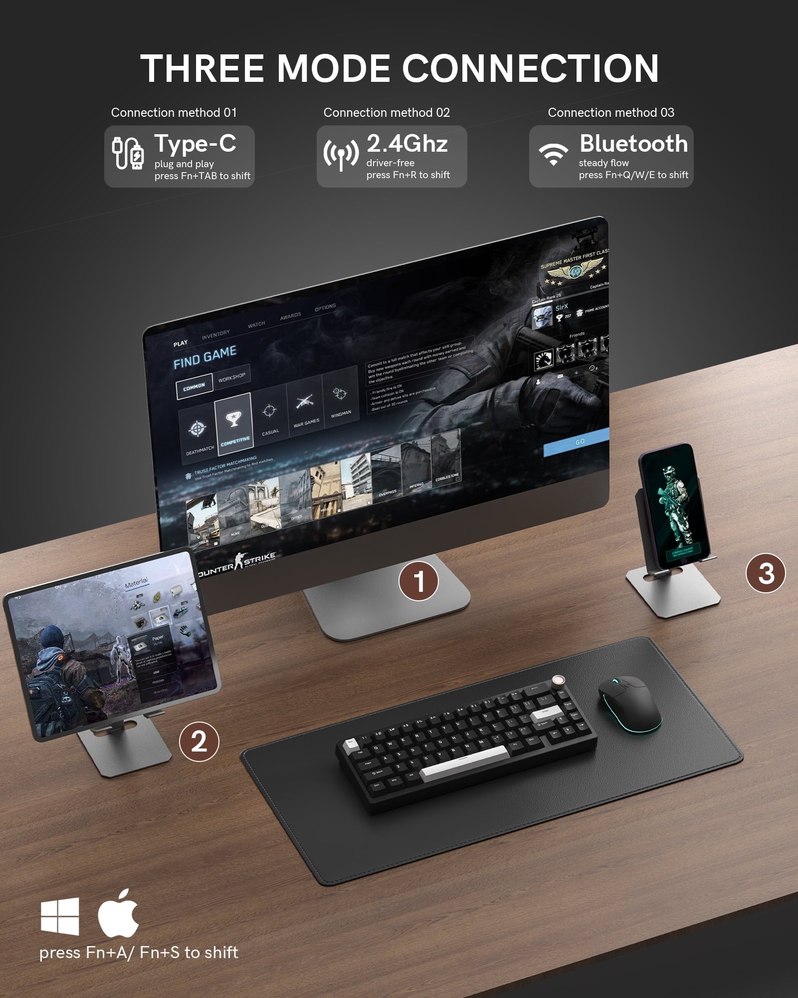 Womier - SK65 65% Gasket Mounted Wireless Aluminum Keyboard with Knob - Gaming Keyboard Black - Serious Techies