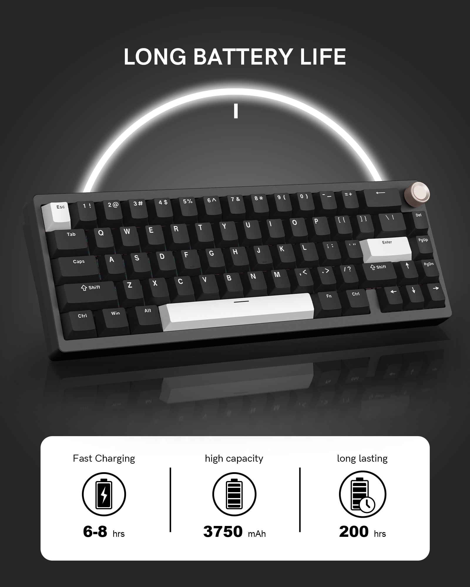 Womier - SK65 65% Gasket Mounted Wireless Aluminum Keyboard with Knob - Gaming Keyboard Black - Serious Techies